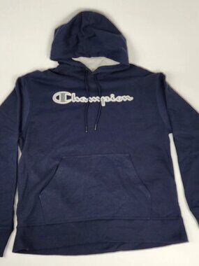 Champion Hoodie Navy Blue Logo Pullover Sweatshirt Men’s Large NWT